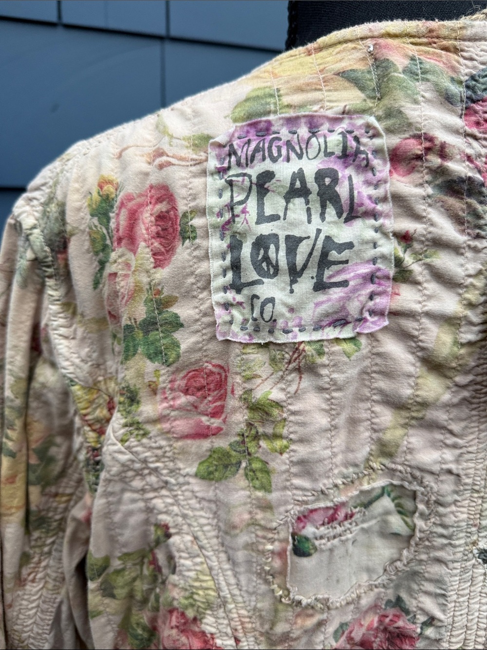 Magnolia Pearl Quilted Cream Jacket Leni Pink & Green Floral Print One size - Picture 8 of 11